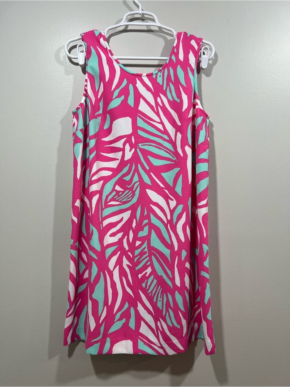 Lilly Pulitzer Sabrina Pink & White Sleeveless Shift Dress Size Medium